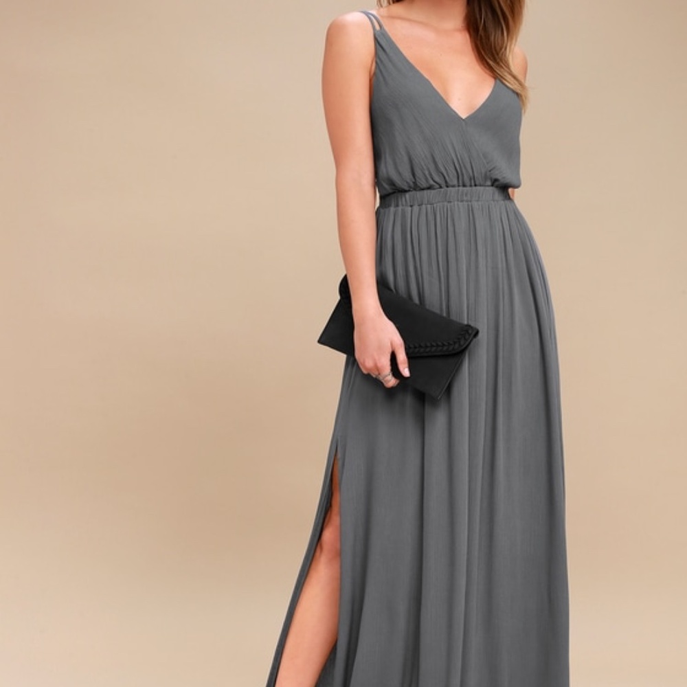 Lost in Paradise Slate Grey/Blue Maxi Dress